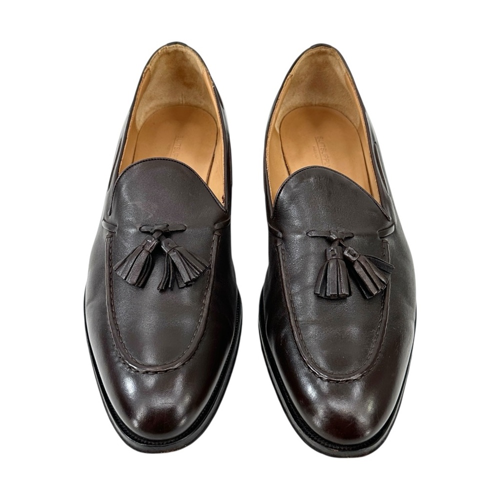 Suitsupply Dark Brown Smooth Leather Slip On Tassel Loafers Dress Shoes sz 11 - Picture 3 of 11